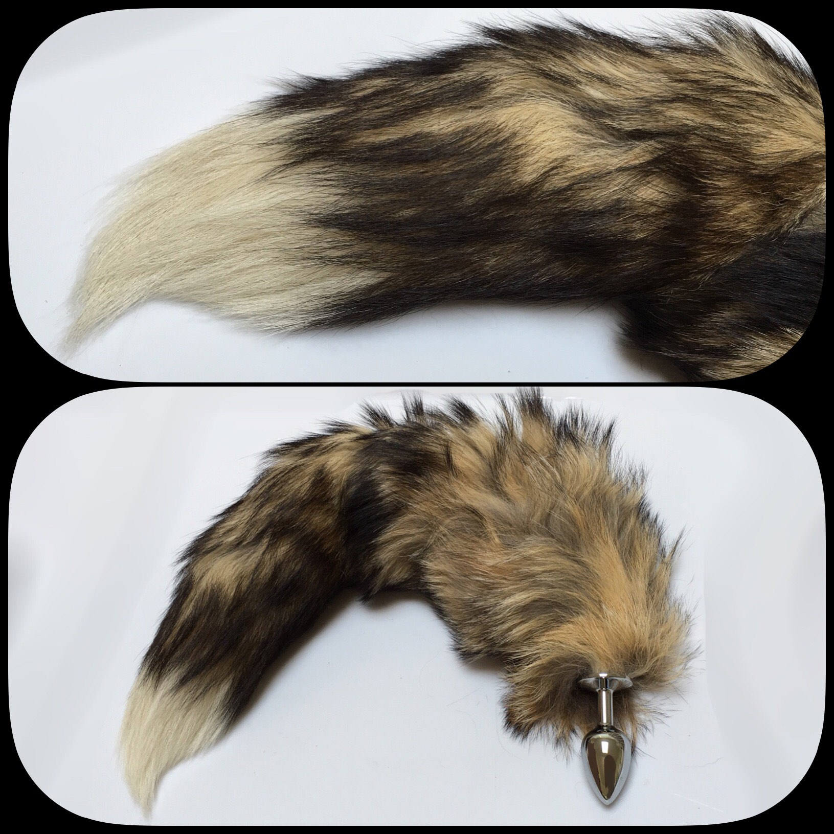Dirty Blonde black and white tip Sexy Fox/Cat Tail Sex Toy anal plug -  Dizaster In A Halo